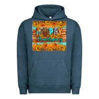 Pigment Midnight Navy Happy Thanksgiving Urban Hoodie - Artiststas
