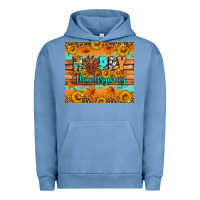 Pigment Pebble Blue Happy Thanksgiving Urban Hoodie - Artiststas