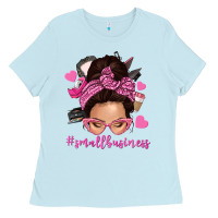Baby Blue small business messy bun Ladies Tee - NancyCooperArtShop