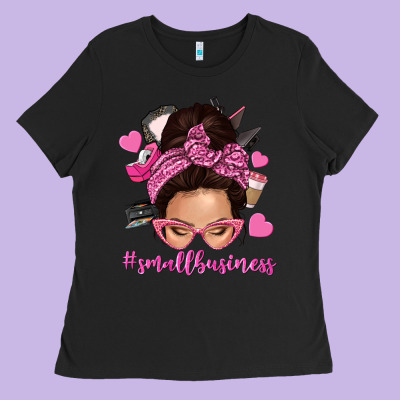 Small Business Messy Bun Ladies Tee Designed By Nancycooperartshop