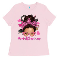 Bubblegum Pink small business messy bun Ladies Tee - NancyCooperArtShop