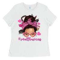 White small business messy bun Ladies Tee - NancyCooperArtShop