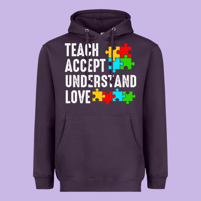 Teach Accept Understand Love Heavyweight Hoodie Designed By Cowhidedigitalart