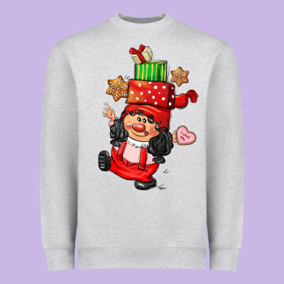 Cute Christmas Girl Gnome Heavyweight Sweatshirt Designed By Cowgirlartshop