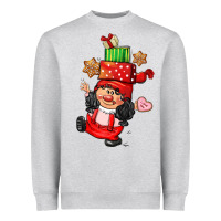 Heather Grey cute christmas girl gnome Heavyweight Sweatshirt - CowGirlArtShop