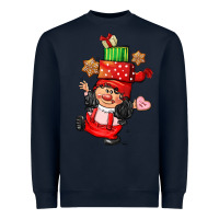 Navy cute christmas girl gnome Heavyweight Sweatshirt - CowGirlArtShop