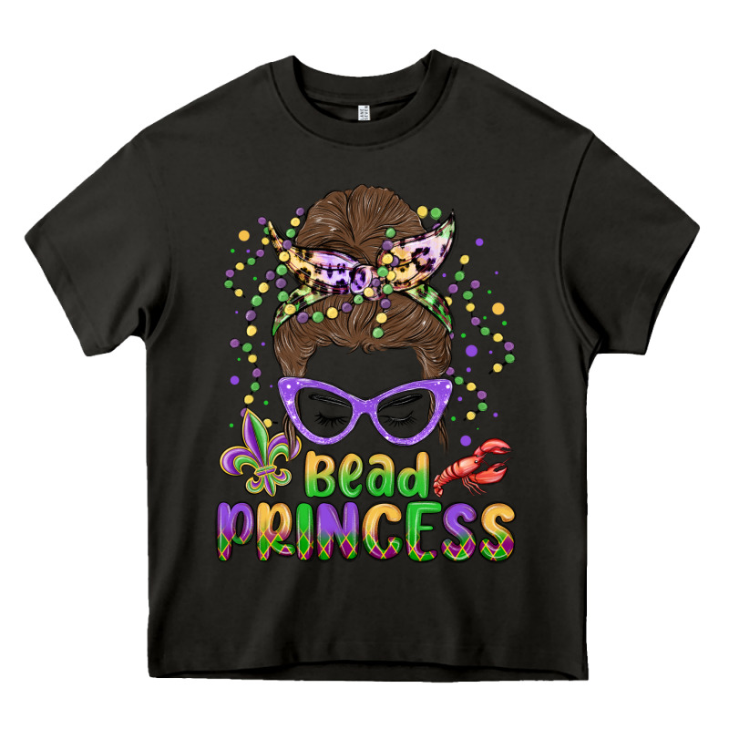 Bead Princess Messy Bun Mardi Gras Heavy Core Tee by MaliasSmallBusiness | Teevron