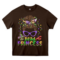 Chocolate Brown bead princess messy bun mardi gras Heavy Core Tee - MaliasSmallBusiness