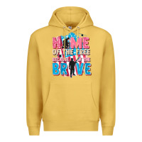 Antique Gold Home of the free because of the brave Premium Hoodie - FaDigitalArtStudio