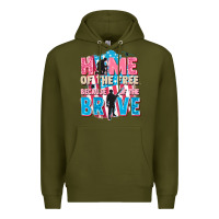Army Green Home of the free because of the brave Premium Hoodie - FaDigitalArtStudio
