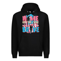 Black Home of the free because of the brave Premium Hoodie - FaDigitalArtStudio