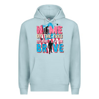 Blue Mist Home of the free because of the brave Premium Hoodie - FaDigitalArtStudio