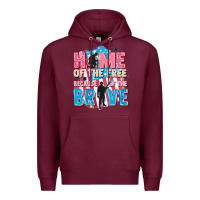 Burgundy Home of the free because of the brave Premium Hoodie - FaDigitalArtStudio