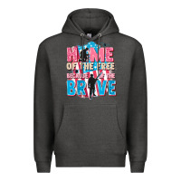 Charcoal Heather Home of the free because of the brave Premium Hoodie - FaDigitalArtStudio