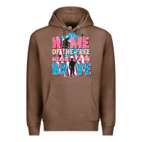Chestnut Home of the free because of the brave Premium Hoodie - FaDigitalArtStudio