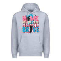 Heather Grey Home of the free because of the brave Premium Hoodie - FaDigitalArtStudio