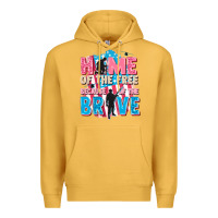 Mustard Home of the free because of the brave Premium Hoodie - FaDigitalArtStudio