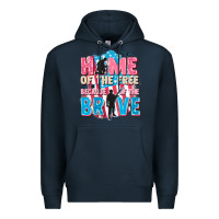 Navy Home of the free because of the brave Premium Hoodie - FaDigitalArtStudio