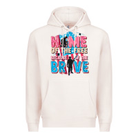 Pale Pink Home of the free because of the brave Premium Hoodie - FaDigitalArtStudio