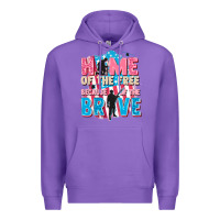 Purple Home of the free because of the brave Premium Hoodie - FaDigitalArtStudio