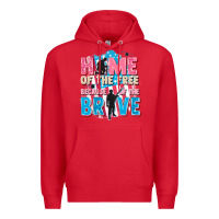 Red Home of the free because of the brave Premium Hoodie - FaDigitalArtStudio
