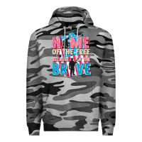 Slate Camo Home of the free because of the brave Premium Hoodie - FaDigitalArtStudio