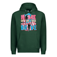 Sports Green Home of the free because of the brave Premium Hoodie - FaDigitalArtStudio