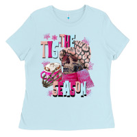 Baby Blue tis the season winter skull Ladies Tee - NancyCooperArtShop