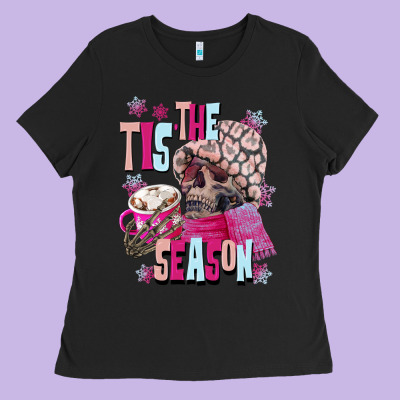 Tis The Season Winter Skull Ladies Tee Designed By Nancycooperartshop