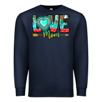 Navy Love Mom Premium Sweatshirt - CowhideDigitalArt
