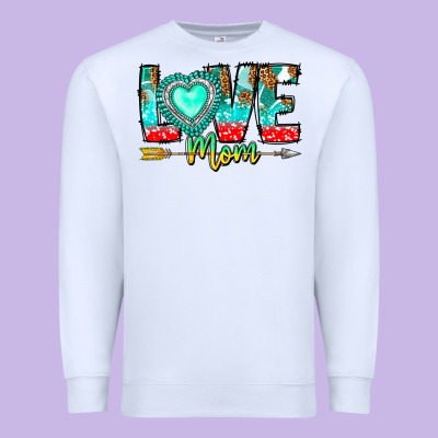 Love Mom Premium Sweatshirt Designed By Cowhidedigitalart