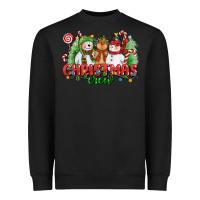 Black christmas crew polar bear reindeer and snowman Heavyweight Sweatshirt - CowGirlArtShop