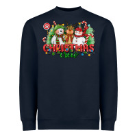 Navy christmas crew polar bear reindeer and snowman Heavyweight Sweatshirt - CowGirlArtShop