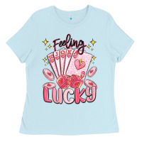 Baby Blue feeling lucky Ladies Tee - MaliasSmallBusiness