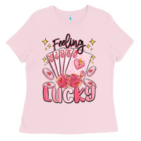 Bubblegum Pink feeling lucky Ladies Tee - MaliasSmallBusiness