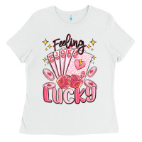 White feeling lucky Ladies Tee - MaliasSmallBusiness