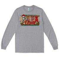 Heather Grey Christmas Western Papa Claus Long Sleeve Tee - RanaPortraitStore