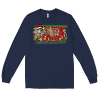 Navy Christmas Western Papa Claus Long Sleeve Tee - RanaPortraitStore