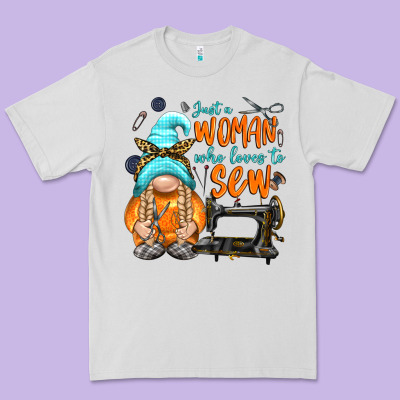 Just A Woman Who Loves To Sew Premium Tee Designed By Nancycooperartshop
