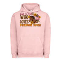 Pigment Salmon Just A Girl Who Loves Pumpkin Spice Cowgirl Urban Hoodie - Artiststas