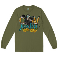 Army Green Cow Junkie with Cow Long Sleeve Tee - texasbilliewilder