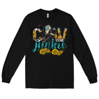 Black Cow Junkie with Cow Long Sleeve Tee - texasbilliewilder