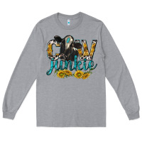 Heather Grey Cow Junkie with Cow Long Sleeve Tee - texasbilliewilder