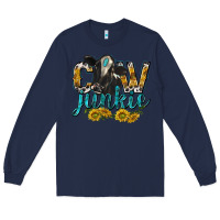 Navy Cow Junkie with Cow Long Sleeve Tee - texasbilliewilder