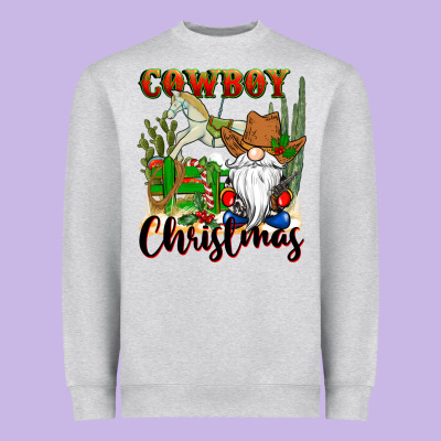 Cowboy Christmas Gnome Heavyweight Sweatshirt Designed By Cowgirlartshop
