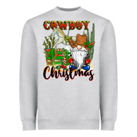 Heather Grey cowboy christmas gnome Heavyweight Sweatshirt - CowGirlArtShop
