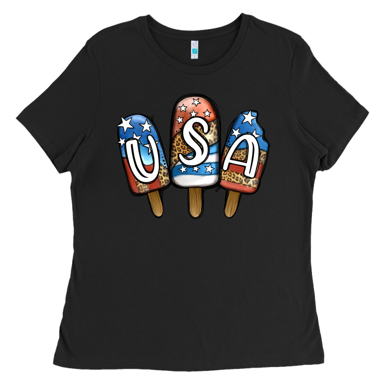 Usa Patriotic Leopard Popsicles Ladies Tee by Jasminsmagicworld | Teevron