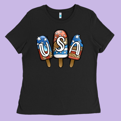 Usa Patriotic Leopard Popsicles Ladies Tee Designed By Jasminsmagicworld