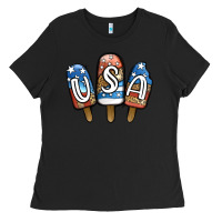 Black USA Patriotic Leopard Popsicles Ladies Tee - Jasminsmagicworld