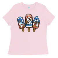 Bubblegum Pink USA Patriotic Leopard Popsicles Ladies Tee - Jasminsmagicworld